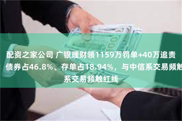 配资之家公司 广银理财领1159万罚单+40万追责背后：债券占46.8%、存单占18.94%，与中信系交易频触红线