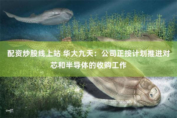 配资炒股线上站 华大九天：公司正按计划推进对芯和半导体的收购工作
