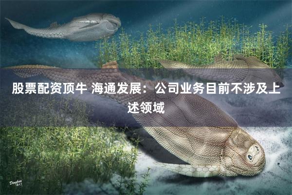 股票配资顶牛 海通发展：公司业务目前不涉及上述领域