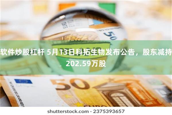 软件炒股杠杆 5月13日科拓生物发布公告，股东减持202.59万股