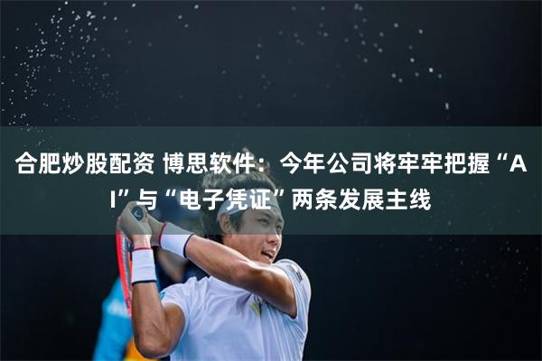 合肥炒股配资 博思软件：今年公司将牢牢把握“AI”与“电子凭证”两条发展主线