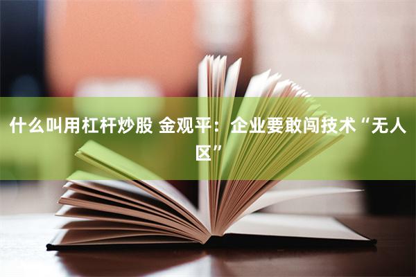 什么叫用杠杆炒股 金观平：企业要敢闯技术“无人区”
