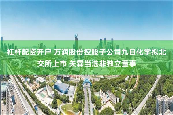 杠杆配资开户 万润股份控股子公司九目化学拟北交所上市 关霖当选非独立董事