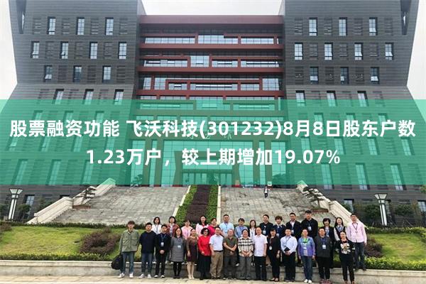 股票融资功能 飞沃科技(301232)8月8日股东户数1.23万户，较上期增加19.07%
